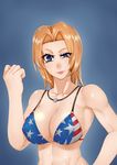  absurdres american_flag_bikini bikini blonde_hair blue_eyes blue_sky breasts cleavage d-fands dead_or_alive flag_print highres jewelry large_breasts necklace short_hair sky solo swimsuit tina_armstrong 