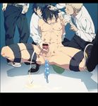  4boys anal_beads black_hair blonde_hair camera cum hair_pulling hand_on_head honya_lala humiliation male_focus multiple_boys muscle nipples peace_sign pecs peeing penis phone rape recording restrained school_uniform sex_toy student student_uniform tape undressing urine v vibrator yaoi 