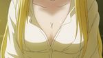  1girl animated animated_gif blonde_hair bra breasts character_request cleavage kanokon underwear 