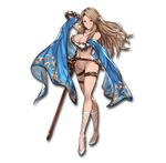  1girl :o arm_up armor belt beltskirt bikini breast_hold breasts brown_hair buckle cleavage collage cross-laced_clothes cygames earrings fighting_stance full_body gauntlets granblue_fantasy grey_hair high_heels hips holding holding_weapon jewelry katarina_(granblue_fantasy) leg_lift legs legs_crossed light_smile long_hair long_legs looking_at_viewer minaba_hideo multiple_views nipple nipples official_art over_shoulder red_eyes scabbard shawl sheath shoes simple_background smile solo standing swimsuit sword thigh_strap transparent_background water weapon weapon_over_shoulder 
