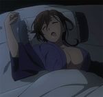  1girl animated animated_gif breasts eyes_closed gate_-_jieitai_ka_no_chi_nite_kaku_tatakaeri kuribayashi_shino large_breasts on_back open_mouth pillow saliva sleeping tagme 