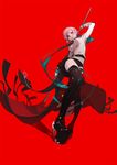  air_gear ask_(askzy) high_heels pink_hair polearm red_background simca solo spear thighhighs weapon 
