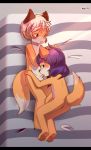  2019 anthro auvere balls bed blush canid canine cub digital_media_(artwork) duo erection fellatio female fox fur hair hi_res humanoid_penis male male/female mammal nude open_mouth oral penis pussy sex young 