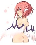  animal_ears ass ayagi_daifuku back bird_wings blush colorized from_behind looking_at_viewer looking_back mystia_lorelei no_hat no_headwear nude open_mouth pink_eyes pink_hair short_hair simple_background sketch solo touhou white_background wings 