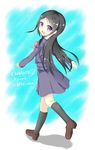  black_hair borumete charlotte_(anime) highres long_hair otosaka_ayumi purple_eyes school_uniform solo 