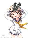  :d artist_name bad_id bad_twitter_id bangs binoculars blush bob_cut brown_eyes brown_hair cowboy_shot dress hair_between_eyes holding kantai_collection long_sleeves looking_at_viewer neckerchief open_mouth sailor_dress shiny shiny_clothes shiny_hair shiny_skin short_hair simple_background sketch smile solo sorairo_len tareme twitter_username white_background yukikaze_(kantai_collection) 