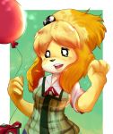  animal_crossing balloon canid canine canis digital_media_(artwork) domestic_dog isabelle_(animal_crossing) mammal nintendo oumseven video_games 