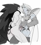  2boys dragon_ball dragonball_z frottage kiss monochrome multiple_boys penis simple_background supobi yaoi 