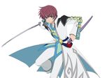  artist_request asbel_lhant blue_eyes brown_hair coat cowboy_shot male_focus official_art pants scabbard serious sheath shirt shoes solo sword tales_of_(series) tales_of_graces weapon white_background white_footwear white_pants 