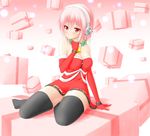  bare_shoulders blush breasts cleavage commentary_request elbow_gloves gloves headphones highres large_breasts long_hair nitroplus pink_hair red_eyes solo super_sonico thighhighs yamaishi_nohi 