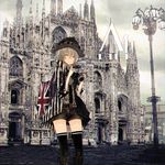  akiyama_tama bad_id bad_pixiv_id belt boots camera chromatic_aberration church cross-laced_footwear hat italy knee_boots lace-up_boots lamppost original photo_background shorts skirt solo thighhighs union_jack 