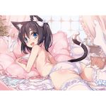  1girl animal_ears animal_tail cat cat_ears lowres solo tail thighhighs white_legwear 