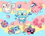  coral corsola dewgong flag gen_1_pokemon gen_2_pokemon gen_3_pokemon hat luvdisc multicolored multicolored_background no_humans pokemon pokemon_(creature) sailor_hat seashell seaweed shell shellder spheal staryu welchino 