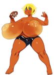  alternate_breast_size ami_dixie barefoot bike_shorts black_eyes blonde_hair blush breast_expansion breasts chocolate_milk dark_skin erection erection_under_clothes food food_on_face full_body futanari highres huge_breasts huge_nipples inverted_nipples lactation licking_lips nipples nitrotitan original short_hair solo thick_thighs thighs tongue tongue_out topless 