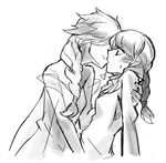  anna_(frozen) elsa_(frozen) frozen_(disney) greyscale highres hug imminent_kiss incest m_yin monochrome multiple_girls siblings sisters sketch yuri 