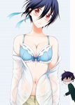  1boy 1girl bra breasts nisekoi polka_dot_background tsugumi_seishirou underwear 