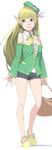  akinbo_(hyouka_fuyou) bad_id bad_pixiv_id bag bare_legs beret blonde_hair breasts cleavage green_eyes handbag hat highres long_hair medium_breasts nail_polish phantasy_star phantasy_star_online_2 pointy_ears shoes shorts solo standing whittier 