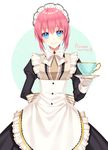  bad_id bad_twitter_id blue_eyes closers cup looking_at_viewer maid pink_hair seulbi_lee short_hair smile solo srb7606 teacup 