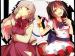  :d black_hair bracelet dress horns jacket jewelry kijin_seija kishin_sagume matryoshka_(borscht) multicolored_hair multiple_girls open_mouth short_hair silver_hair single_wing smile streaked_hair touhou wings 