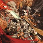  armor black_hair blood long_hair male_focus red_eyes sumi_keiichi sword weapon 