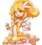  :d anpolly blonde_hair bow choker cure_peace hair_flaps kise_yayoi magical_girl open_mouth ponytail precure short_hair simple_background skirt smile smile_precure! solo white_background yellow yellow_bow yellow_eyes yellow_skirt 