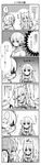  1girl :&lt; :d age_difference animal_ears bad_id bad_pixiv_id comic detached_sleeves erubo flying_sweatdrops frown fur_trim greyscale highres hitsuji_(erubo) hood hoodie horns husband_and_wife long_hair mary_(erubo) monochrome open_mouth original partially_translated profile sheep_boy sheep_horns smile sweatdrop tail translation_request wolf_ears wolf_girl wolf_tail 