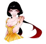 azzom barbell_piercing black_hair blood breasts cleavage lip_piercing long_hair magi_the_labyrinth_of_magic medium_breasts multicolored_hair piercing pink_eyes razol red_hair scar simple_background solo twintails two-tone_hair white_background 