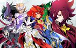  andreas_lise armor blue_eyes brown_hair cape eikthyrnir_surt garmr_utgardar grani_sigmund gullinbursti_frodi helmet hraesvelgr_baldr katori_(katokichi) mask multiple_boys nidhoggr_fafnir purple_eyes red_hair saint_seiya saint_seiya:_soul_of_gold silver_hair tanngrisnir_heracles yellow_eyes 