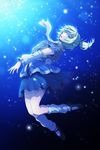  arm_warmers blonde_hair bubble green_eyes highres isaki_(gomi) leg_warmers looking_at_viewer mizuhashi_parsee pointy_ears ponytail profile scarf short_hair short_sleeves solo sparkle touhou underwater white_scarf 