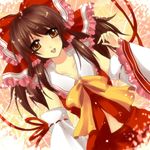  bad_id bad_pixiv_id bow brown_eyes brown_hair detached_sleeves hair_bow hakurei_reimu solo ten-chan_(eternal_s) touhou 