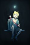  barefoot blonde_hair cuffs dark evillious_nendaiki feet habuki handcuffs japanese_clothes kagamine_len kimono male_focus re_birthday_(vocaloid) solo tears vocaloid 