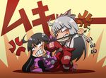  anger_vein angry chibi duel fighting fujiwara_no_mokou hair_pull houraisan_kaguya multiple_girls rivalry tears tori_(hiyoko_bazooka) touhou 