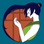  1girl bad_id bad_pixiv_id blue_hair japanese_clothes kikorino_(koliy) kimono long_hair lowres nagone_mako ponytail solo utau 