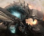  battle dragon electricity epic gravios monster monster_hunter realistic scenery vanipo wyvern 