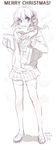  bag beige book christmas copyright_request glasses greyscale headphones mirk monochrome scarf school_bag skirt solo sweater thighhighs zettai_ryouiki 