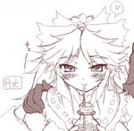  blush drinking drinking_straw gekkou_ookami hand_on_shoulder heart monochrome purple reiuji_utsuho ribbon smile solo touhou 