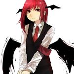  armband bad_id bad_pixiv_id bat_wings head_wings highres koakuma necktie red_eyes red_hair red_neckwear solo touhou un-known_(ninesix) wings 