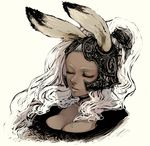  animal_ears armor bunny_ears closed_eyes dark_skin do_emu final_fantasy final_fantasy_xii fran solo viera white_hair 