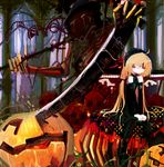  bad_id bad_pixiv_id blonde_hair halloween jack-o'-lantern pixiv_fantasia pumpkin saya_(sayaya) sitting solo sword weapon 