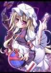  blonde_hair card futase_hijiri gap hat holding holding_card long_hair md5_mismatch purple_eyes sign solo stop_sign touhou yakumo_yukari 