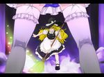  blonde_hair broom garter_straps garters hat highres itsuki_(nanairo_megane) izayoi_sakuya kirisame_marisa kneepits legs letterboxed long_hair multiple_girls smoke standing standing_on_one_leg thighhighs thighs touhou wallpaper white_legwear witch_hat yellow_eyes zettai_ryouiki 