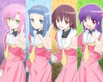  asakaze_risa ayasenai12 bad_id bad_pixiv_id blue_eyes blue_hair brown_eyes brown_hair hanabishi_miki hayate_no_gotoku! katsura_hinagiku long_hair multiple_girls pink_hair pose purple_hair red_eyes school_uniform segawa_izumi serafuku short_hair v yellow_eyes 