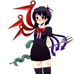  black_hair black_legwear houjuu_nue kuze polearm red_eyes short_hair snake solo thighhighs touhou trident weapon wings zettai_ryouiki 