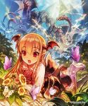  2boys blonde_hair bug butterfly cygames dragon dutch_angle fang fisheye flower insect long_hair lying magic mayoko_(sisqo_5003) multiple_boys open_mouth red_eyes shingeki_no_bahamut short_hair silver_hair smile sword vampy weapon wings 