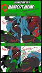  2015 anthro changeling fan_character female feral french_kissing friendship_is_magic kiss_mark kissing lizard male messy my_little_pony queen_chrysalis_(mlp) reptile scalie skunkdude13 