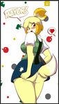  &lt;3 2015 animal_crossing anthro blush breasts canine clothing dialogue dog english_text female isabelle_(animal_crossing) mammal mastergodai nintendo panties shih_tzu skirt solo text underwear upskirt video_games 