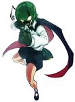 antennae bug cape fighting_stance firefly flat_chest full_body glowing glowing_eyes green_eyes green_hair insect no_pupils short_hair shorts solo space_jin tail touhou wriggle_nightbug 