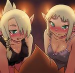  2girls :p babydoll blush braid breasts chemise cleavage cleophee covered_nipples cra evangelyne green_eyes hair_over_one_eye iop large_breasts long_hair multiple_girls naughty_face pointy_ears short_hair siblings side_braid sisters small_breasts spaghetti_strap sweatdrop tongue tongue_out tristepin_percedal tsukudani_(coke-buta) wakfu you_gonna_get_raped 