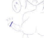  1girl bar_censor borusen breasts censored erection futanari monochrome nude open_mouth original penis penis_nipples solo speech_bubble 