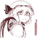  :&lt; bat_wings blush crying crying_with_eyes_open hat remilia_scarlet short_hair sketch slit_pupils solo space_jin tears touhou translated trembling wings 
